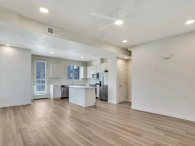 Completed interior with finished walls and ceilings